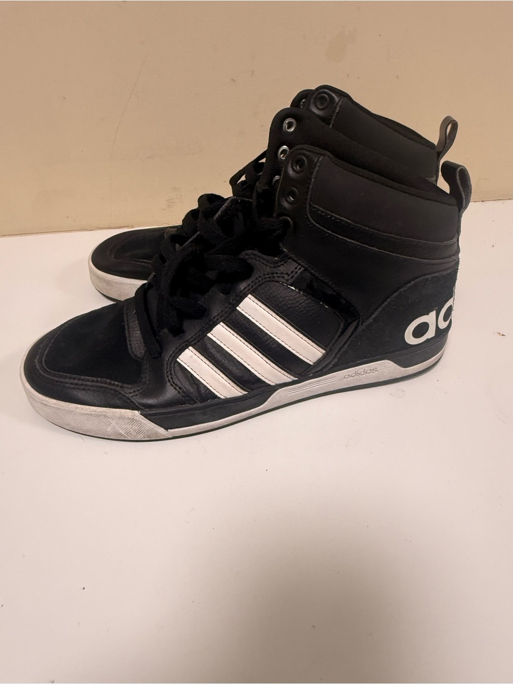 adidas Black and White High-Top Skate Sneakers